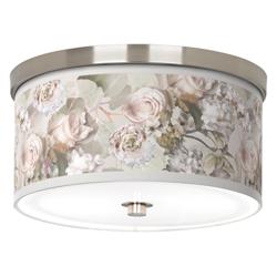 Rosy Blossoms Giclee Nickel 10 1/4&quot; Wide Ceiling Light