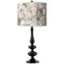 Rosy Blossoms Giclee Paley Black Table Lamp