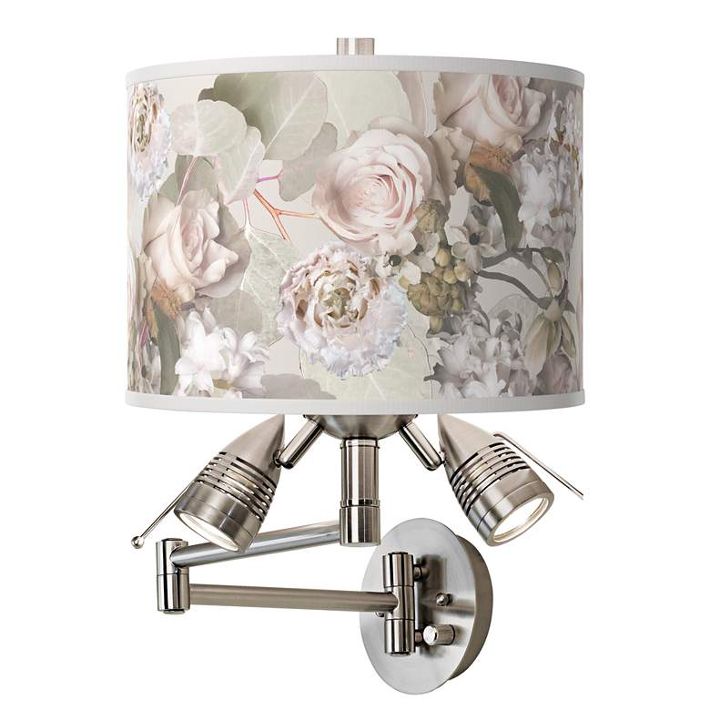 Image 1 Rosy Blossoms Giclee Plug-In Swing Arm Wall Lamp