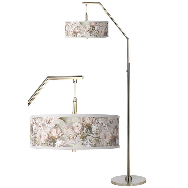 Image 1 Rosy Blossoms Giclee Shade Arc Floor Lamp