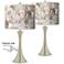 Rosy Blossoms Trish Brushed Nickel Touch Table Lamps Set of 2