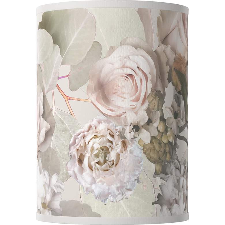 Image 1 Rosy Blossoms White Giclee Cylinder Lamp Shade 8x8x11 (Spider)