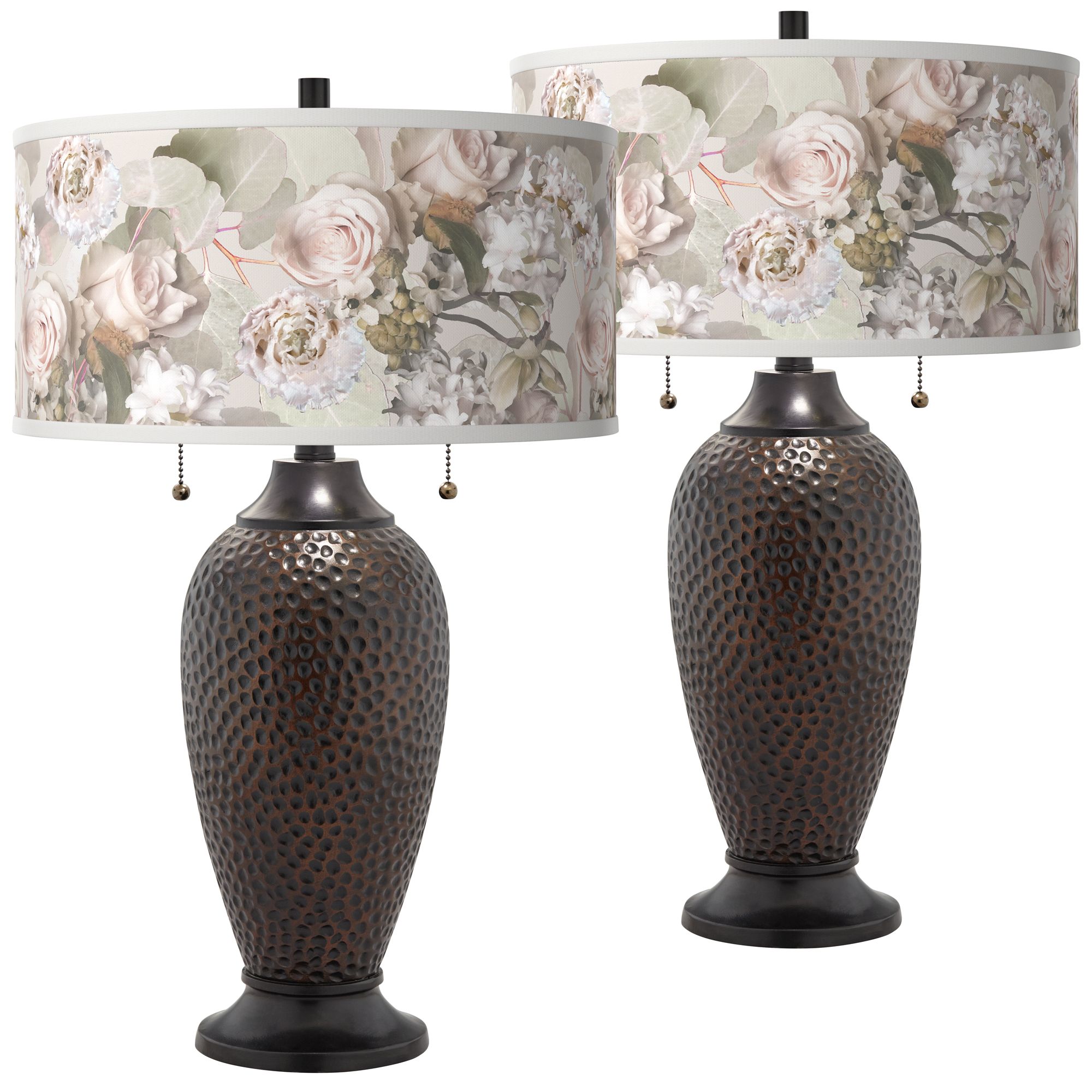 Metal Weave Zoey Hammered OilRubbed Bronze Table Lamps Set of 2