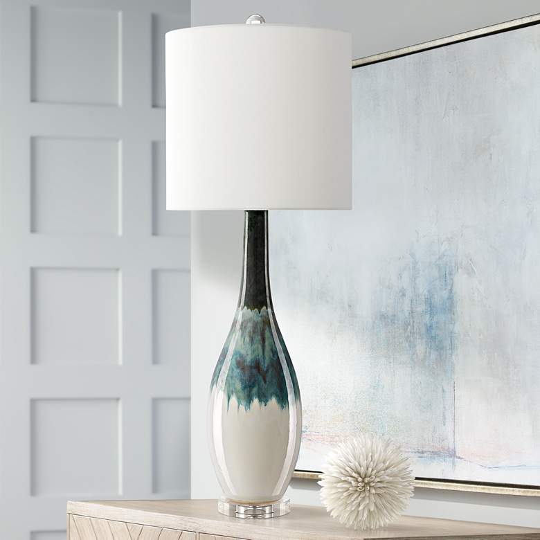 Image 1 Rothko Green and Turquoise Ceramic Table Lamp