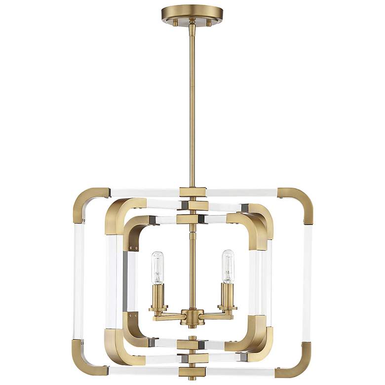 Image 2 Rotterdam 4-Light Convertible Semi-Flush or Pendant in Warm Brass more views