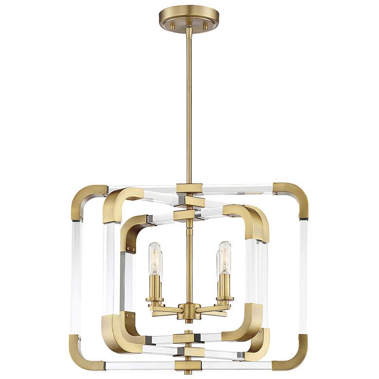 Image 3 Rotterdam 4-Light Convertible Semi-Flush or Pendant in Warm Brass more views