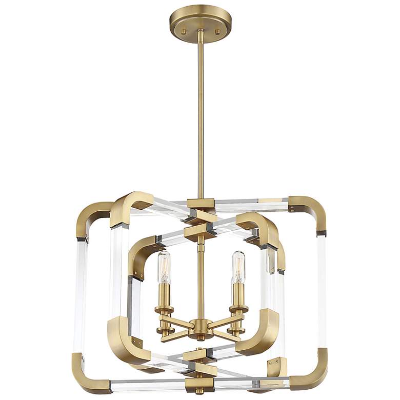 Image 4 Rotterdam 4-Light Convertible Semi-Flush or Pendant in Warm Brass more views