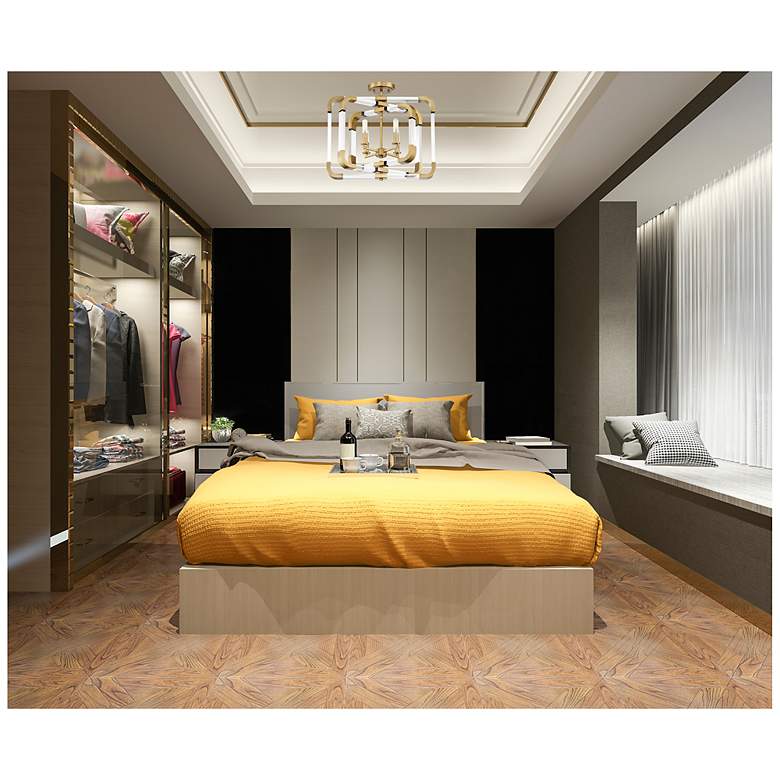 Image 6 Rotterdam 4-Light Convertible Semi-Flush or Pendant in Warm Brass more views