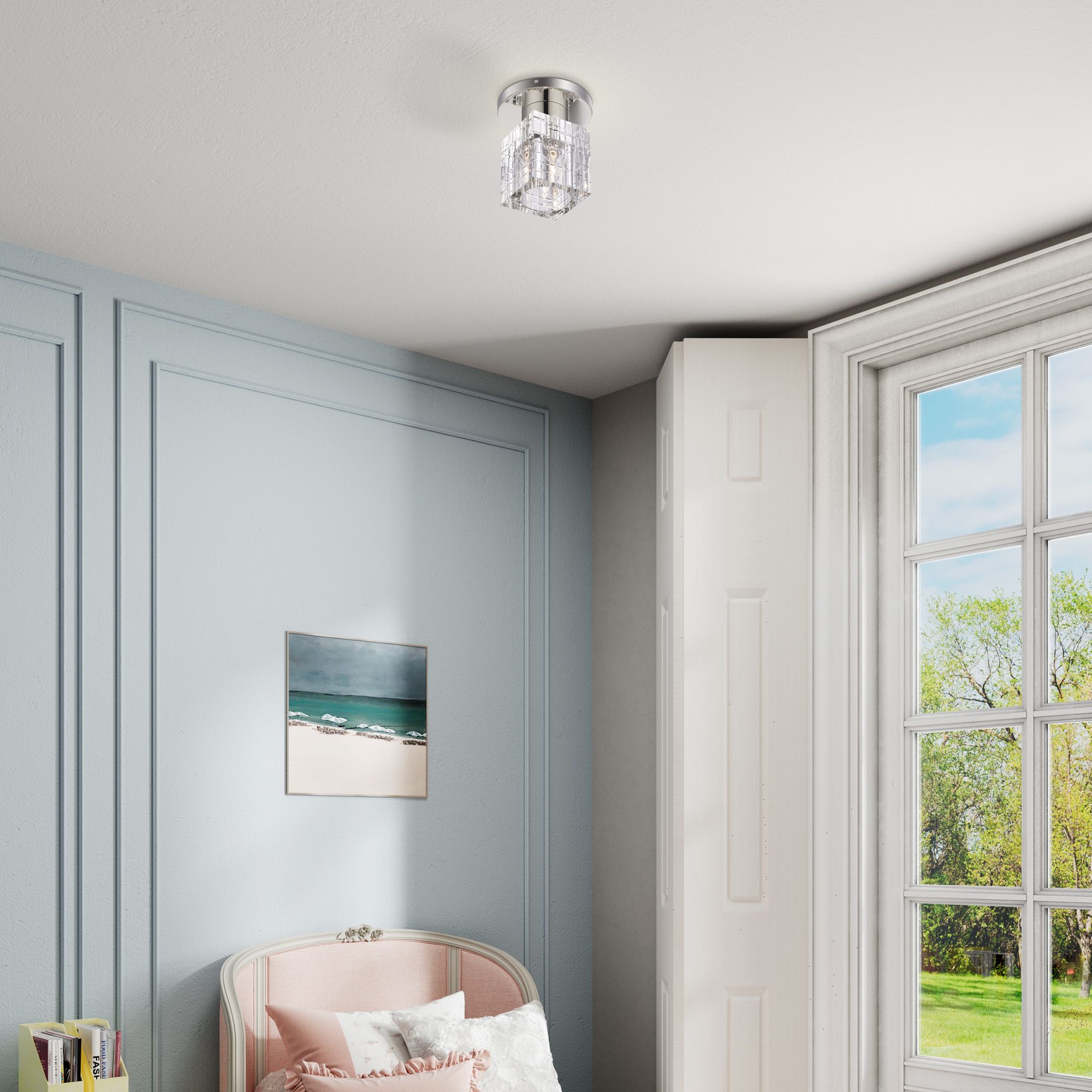 Rotterdam 7" Wide Polished Nickel Ceiling Light