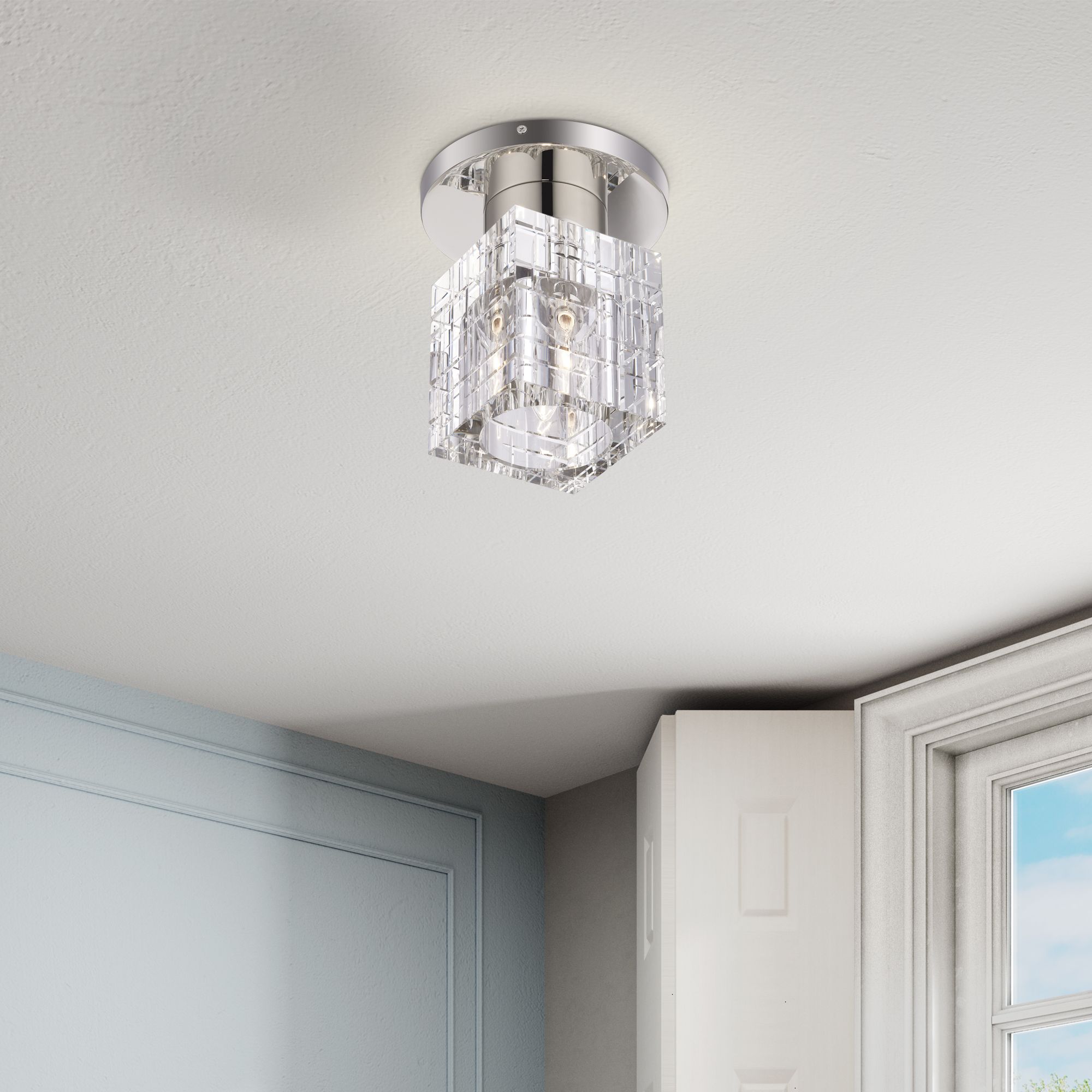 Rotterdam 7" Wide Polished Nickel Ceiling Light