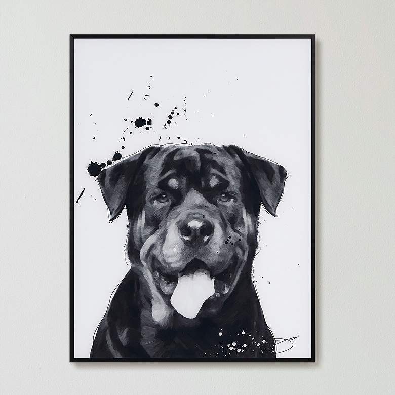Image 1 Rottweiler 24"x18" Rectangular Printed Glass Framed Wall Art