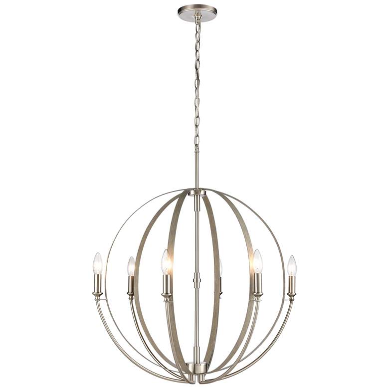 Image 1 Rotunde 26" Wide 6-Light Chandelier - Beechwood