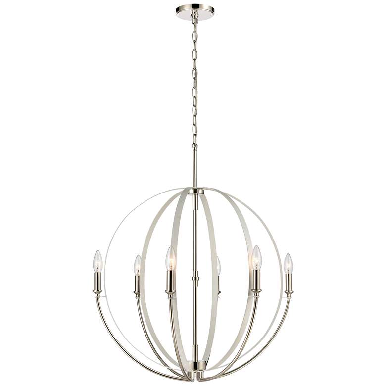 Image 1 Rotunde 26 inch Wide 6-Light Chandelier - Matte White