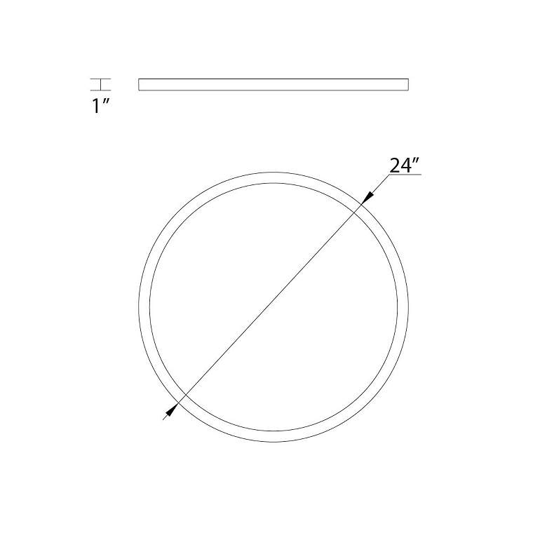 Image 3 Round 1"H x 24"W 1-Light Flush Mount in Black more views