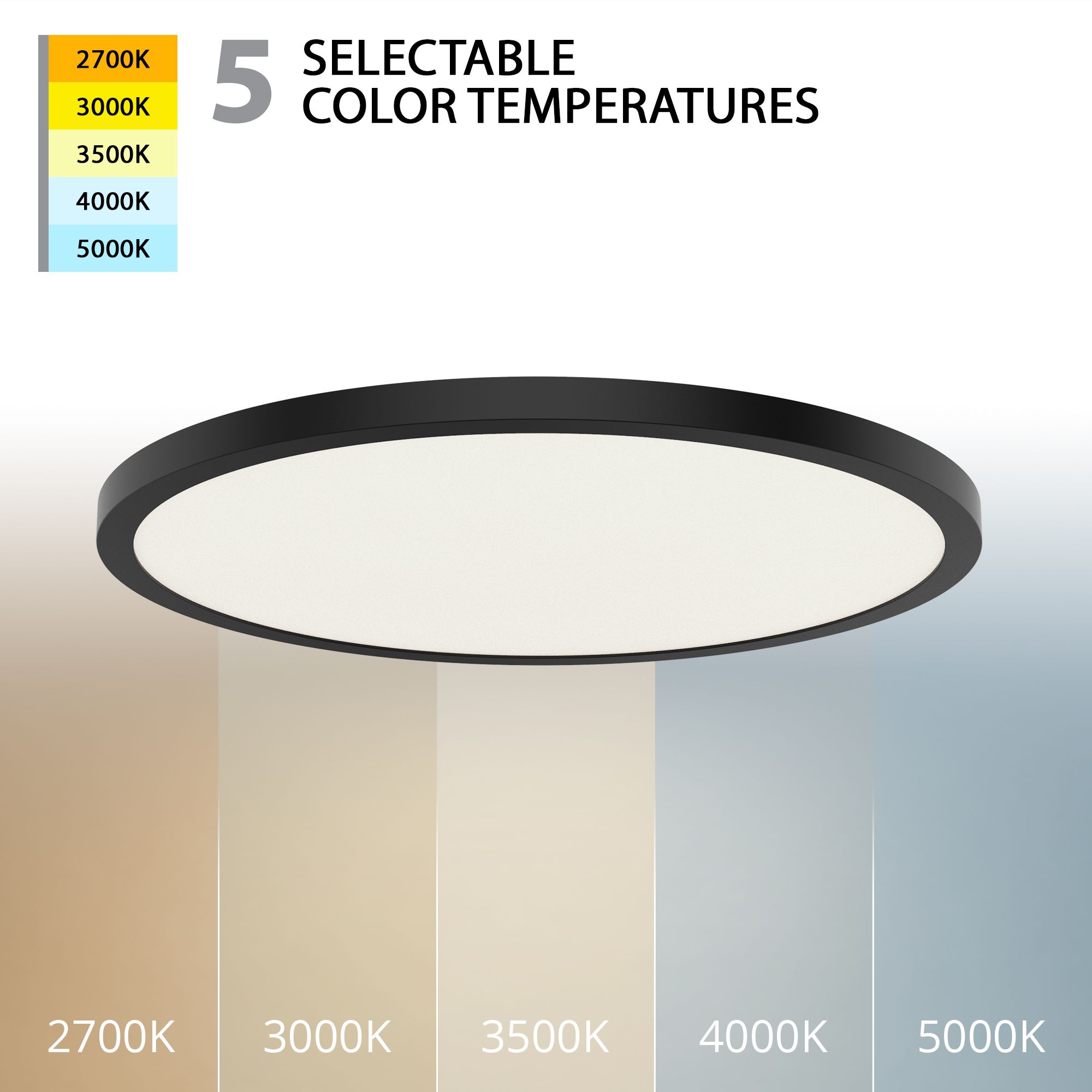 Image 2 Round 1"H x 24"W 1-Light Flush Mount in Black more views