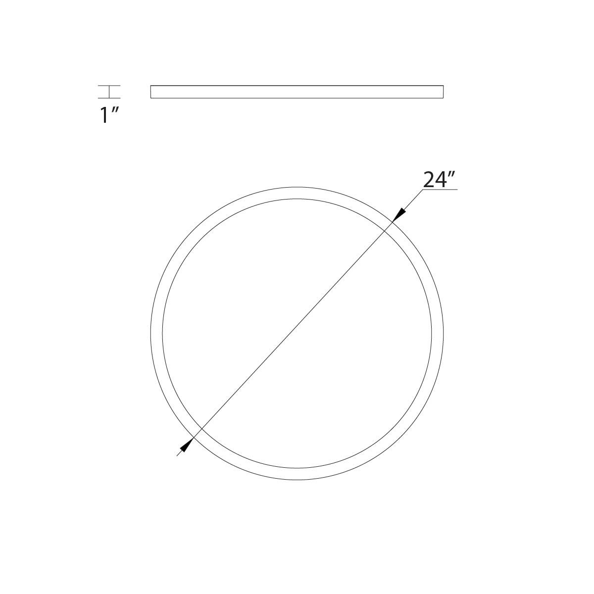 Image 3 Round 1"H x 24"W 1-Light Flush Mount in Black more views