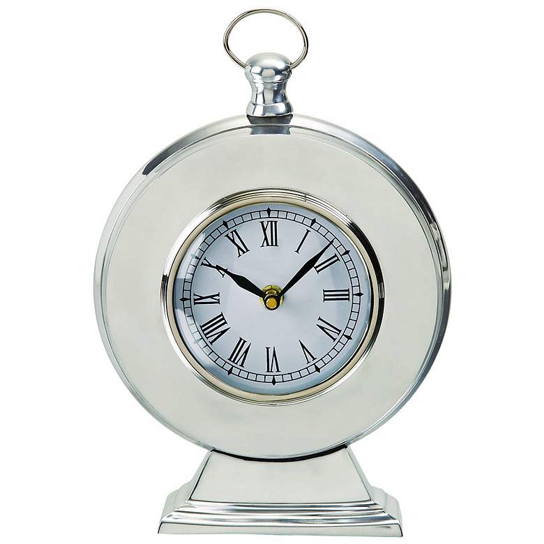 Image 1 Round 10 inch High Silver Table Clock