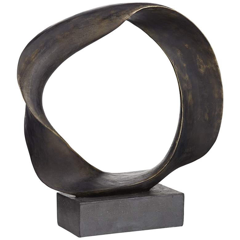 Image 1 Round Abstract O 22 1/4 inch High Matte Bronze Sculpture