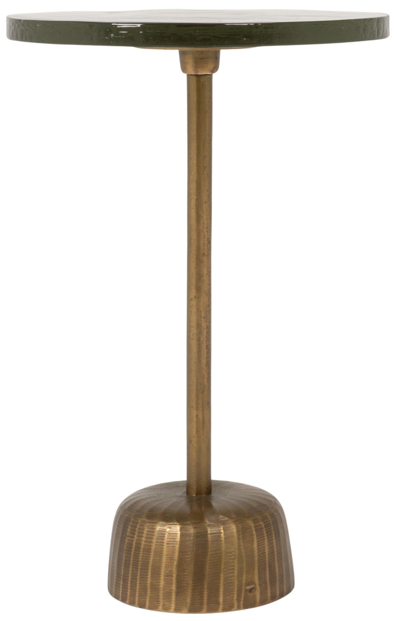 Image 3 Round Accent Table, Distressed Bronze Aluminum and Clear Glass more views