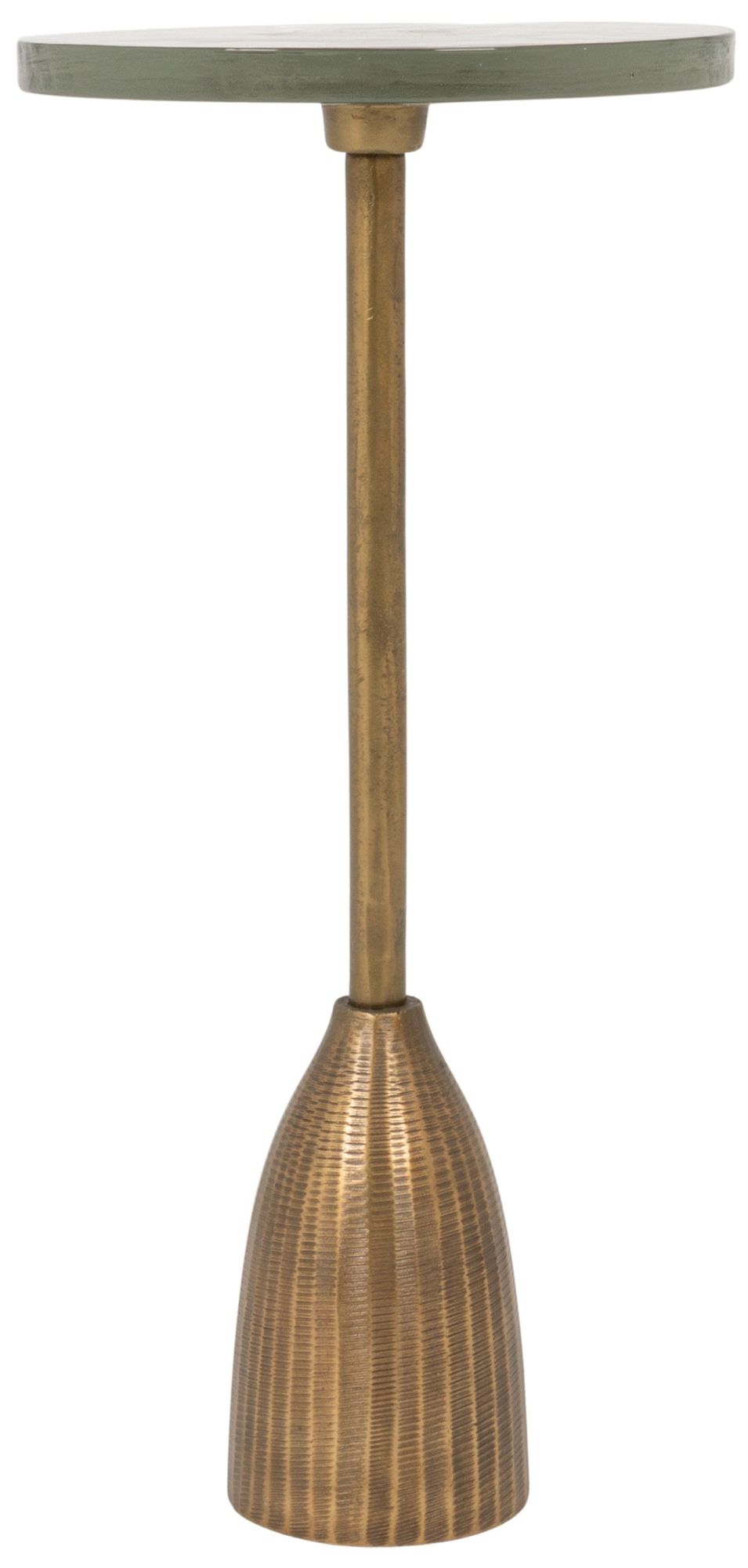 Image 3 Round Accent Table, Distressed Bronze Aluminum and Clear Glass more views