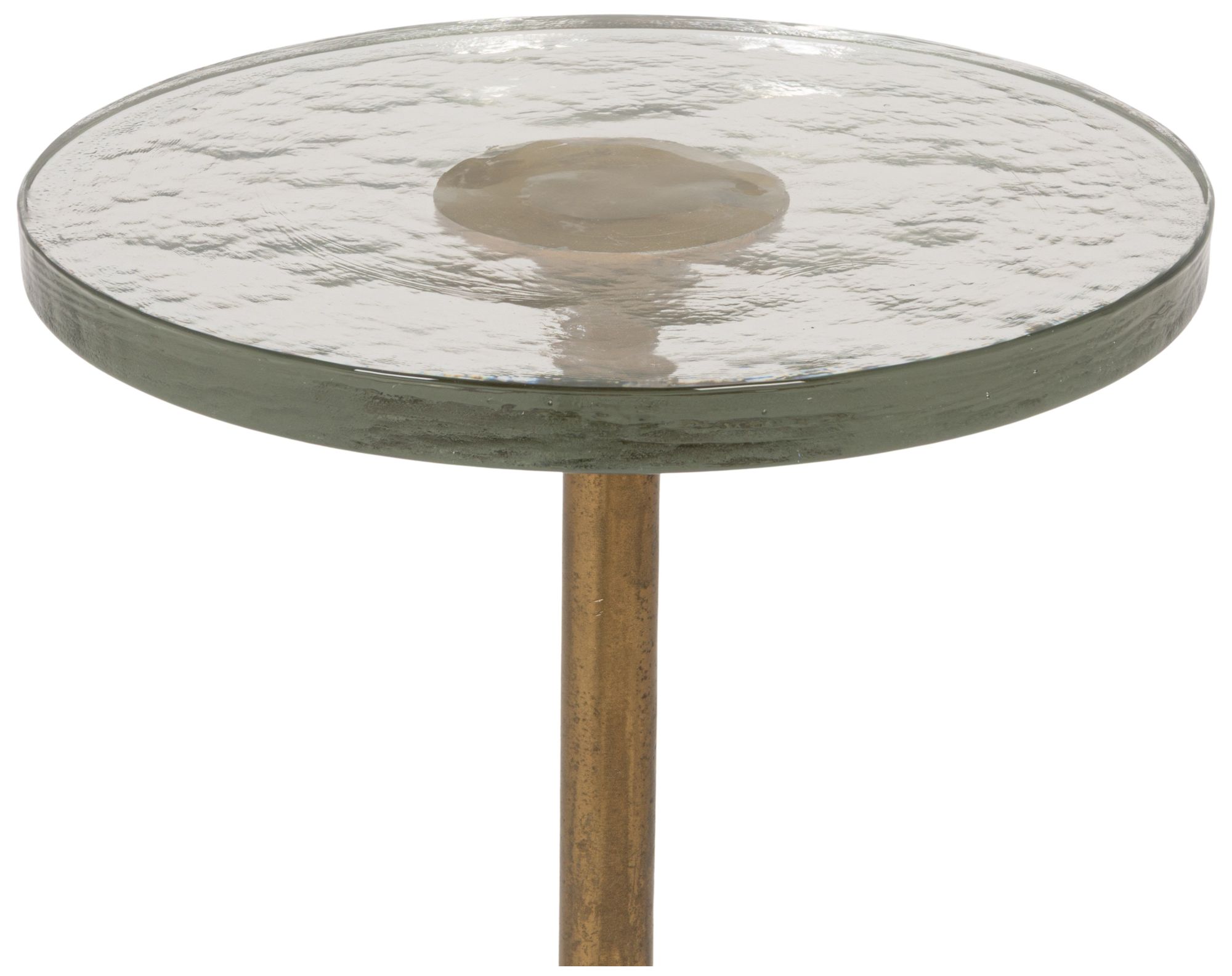 Image 5 Round Accent Table, Distressed Bronze Aluminum and Clear Glass more views