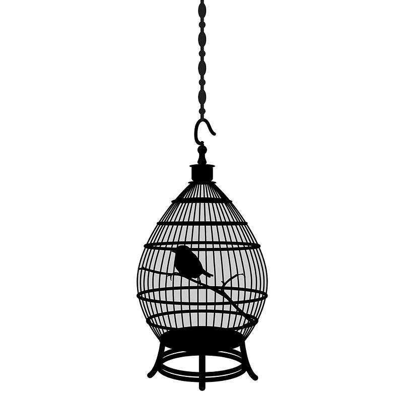 Image 2 Round Bird Cage Black Wall Decal