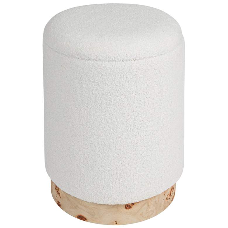 Image 2 Round Boucle Upholstered Storage Stool with Removeable Lid, Cream