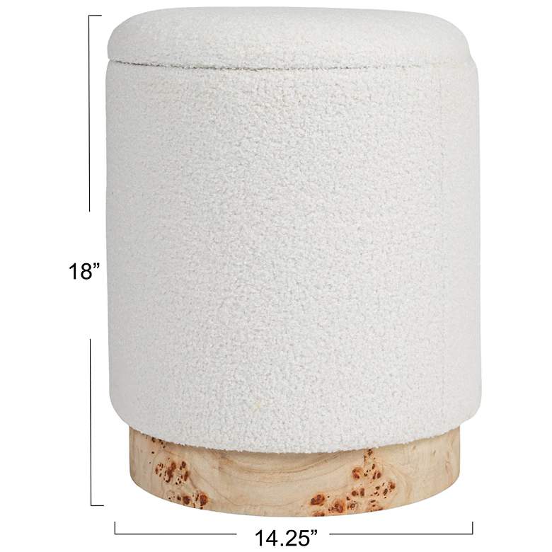 Image 3 Round Boucle Upholstered Storage Stool with Removeable Lid, Cream more views