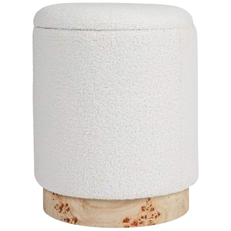 Image 5 Round Boucle Upholstered Storage Stool with Removeable Lid, Cream more views