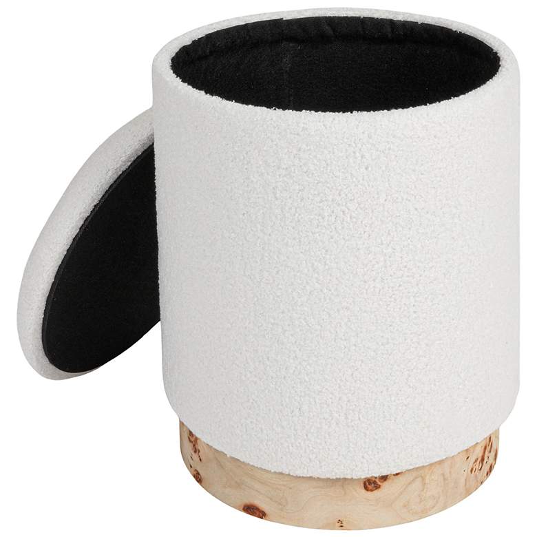 Image 6 Round Boucle Upholstered Storage Stool with Removeable Lid, Cream more views