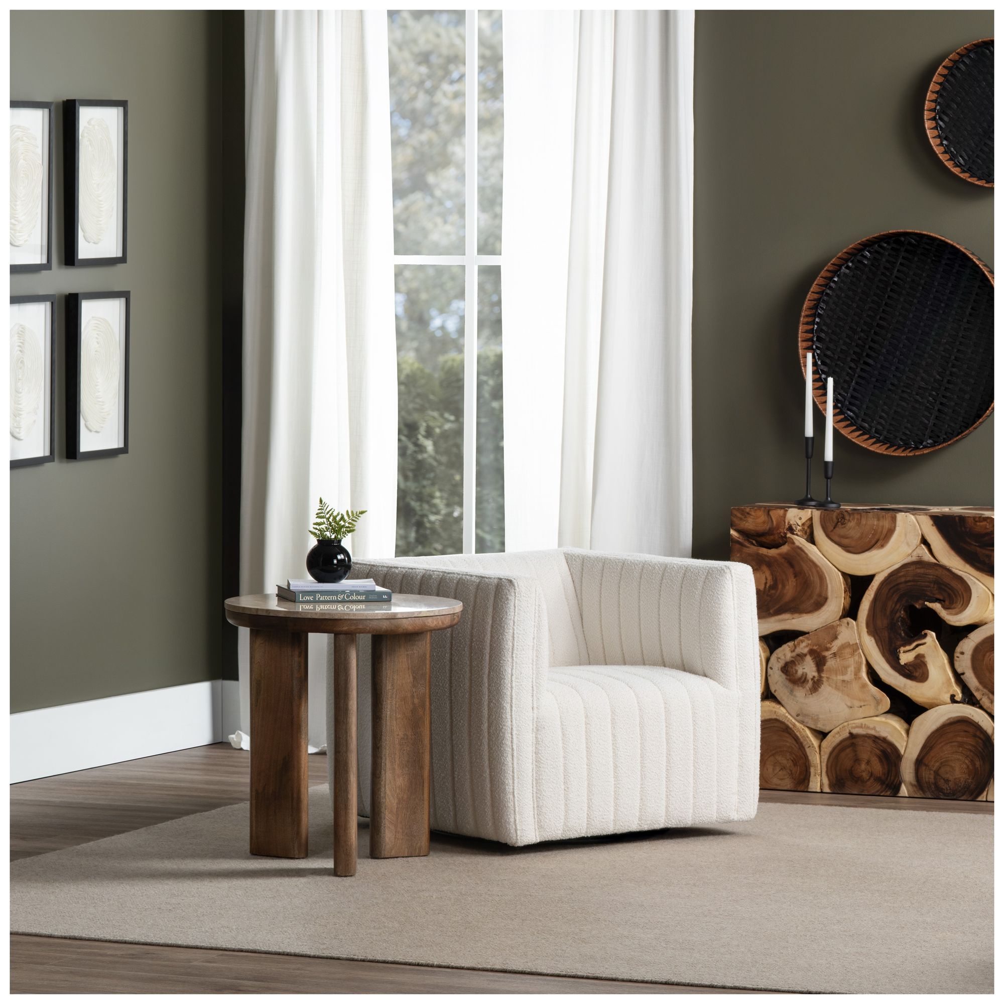 Image 3 Round Brown Wooden Accent_End Table more views