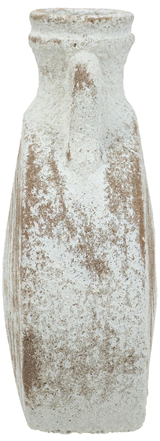 Image 4 Round Ceramic Vase w/ Worn White & Brown Finish more views