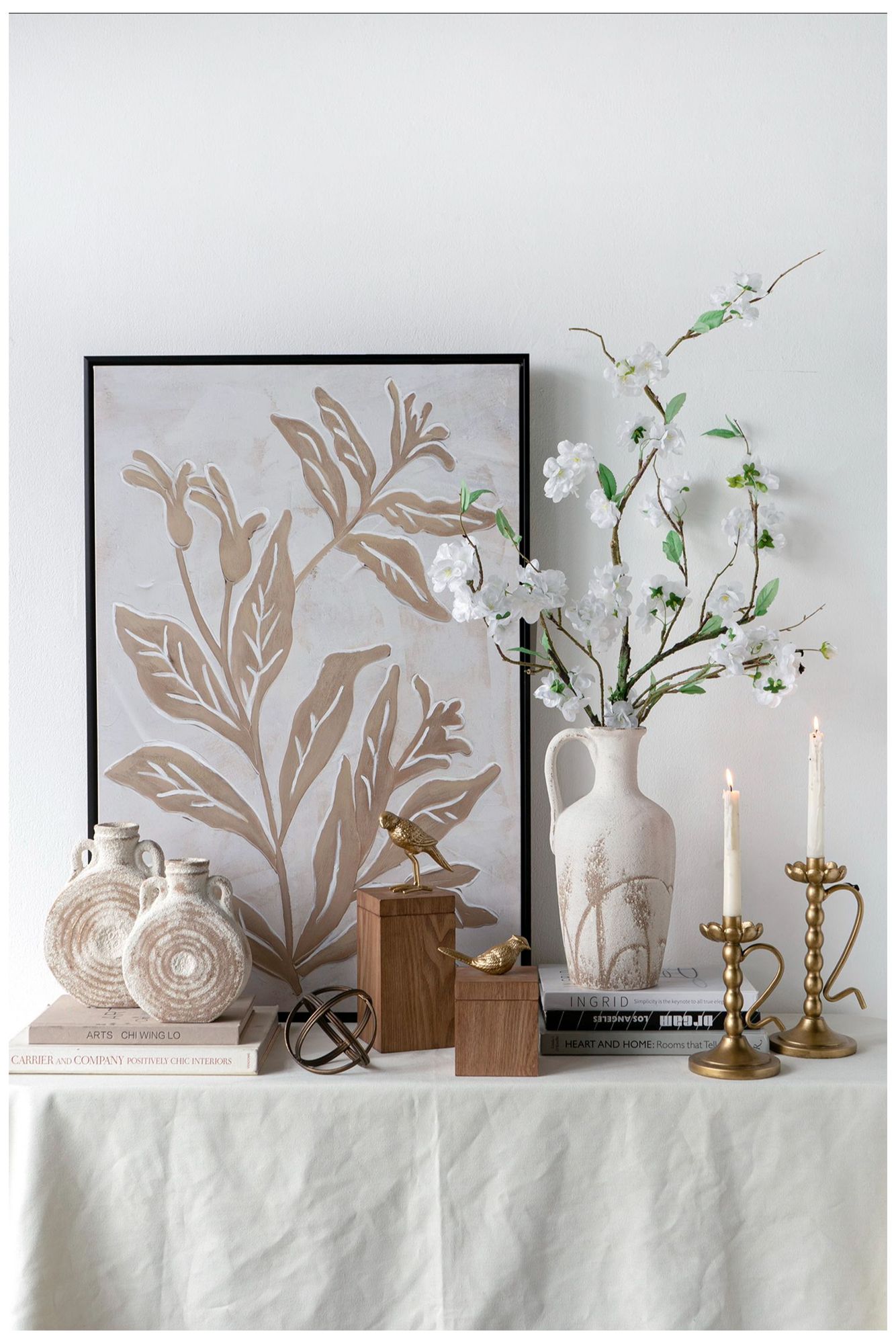 Image 7 Round Ceramic Vase w/ Worn White & Brown Finish more views