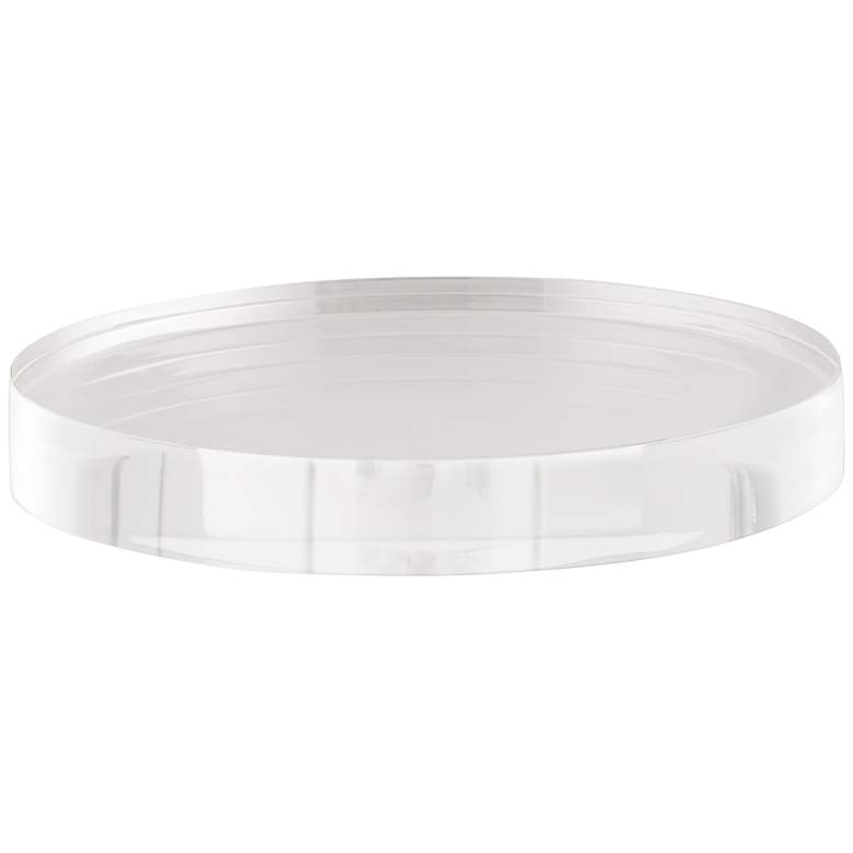 Image 1 Round Clear Acrylic 7 inch Wide x 1 inch High Pedestal Lamp Riser Stand