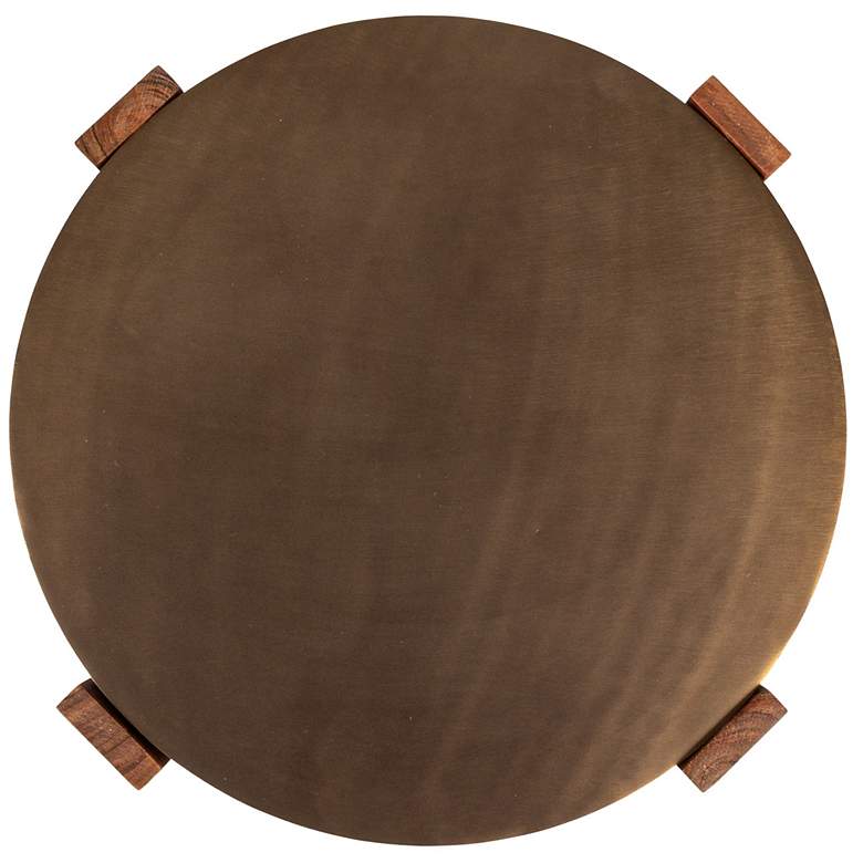 Image 6 Round Cross Slat Acacia Wood End Table with Metal Top more views