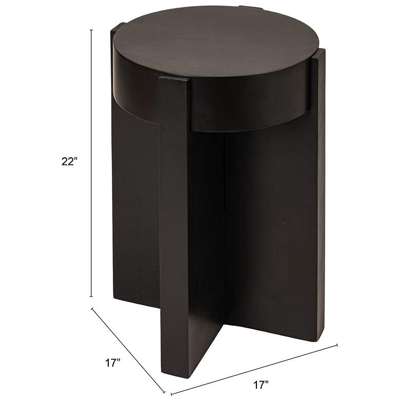 Image 3 Round Cross Slat Acacia Wood End Table with Metal Top more views