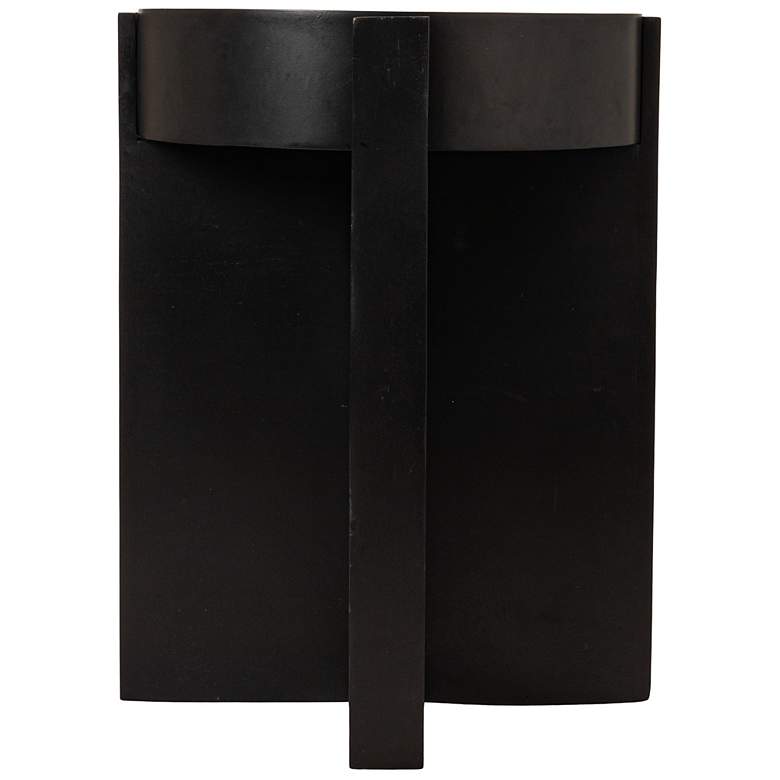 Image 5 Round Cross Slat Acacia Wood End Table with Metal Top more views