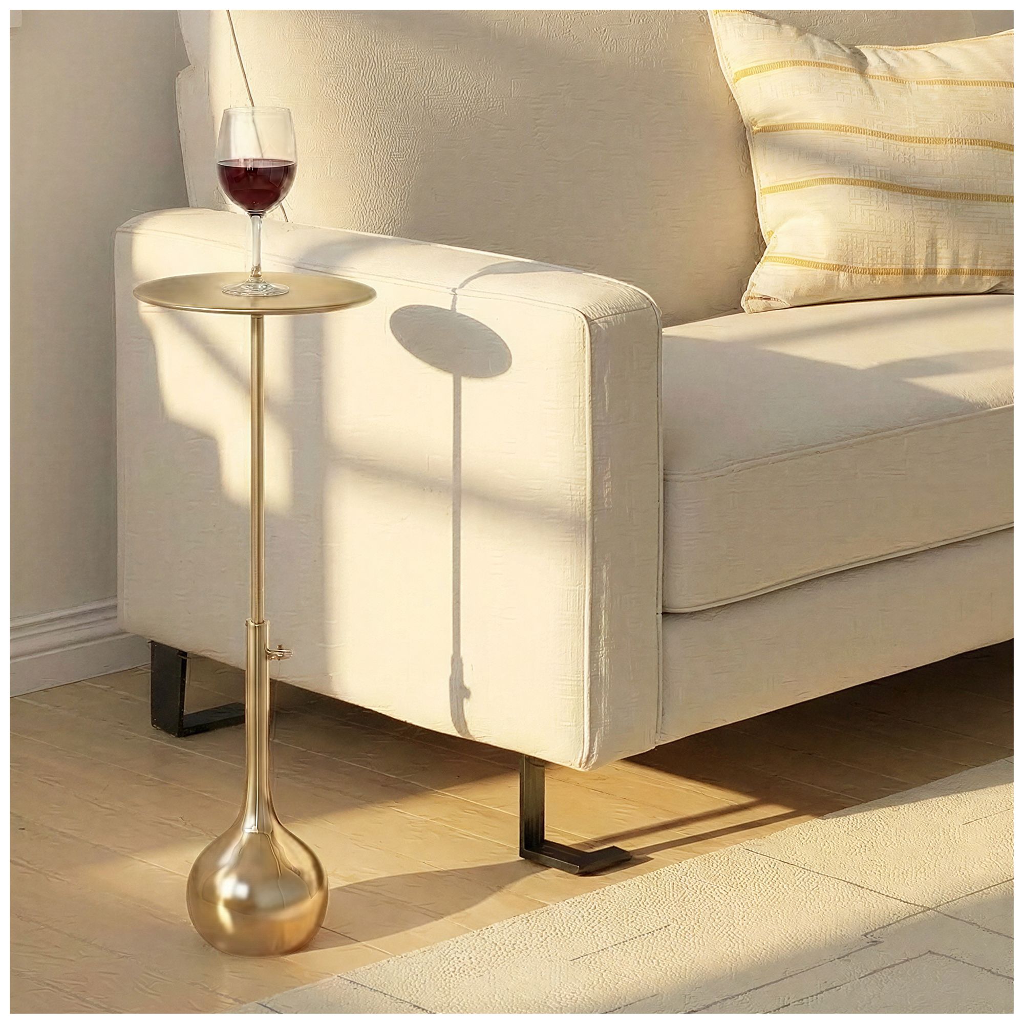 Image 2 Round Enameled Aluminum Adjustable Table with Gold Electroplated Base more views