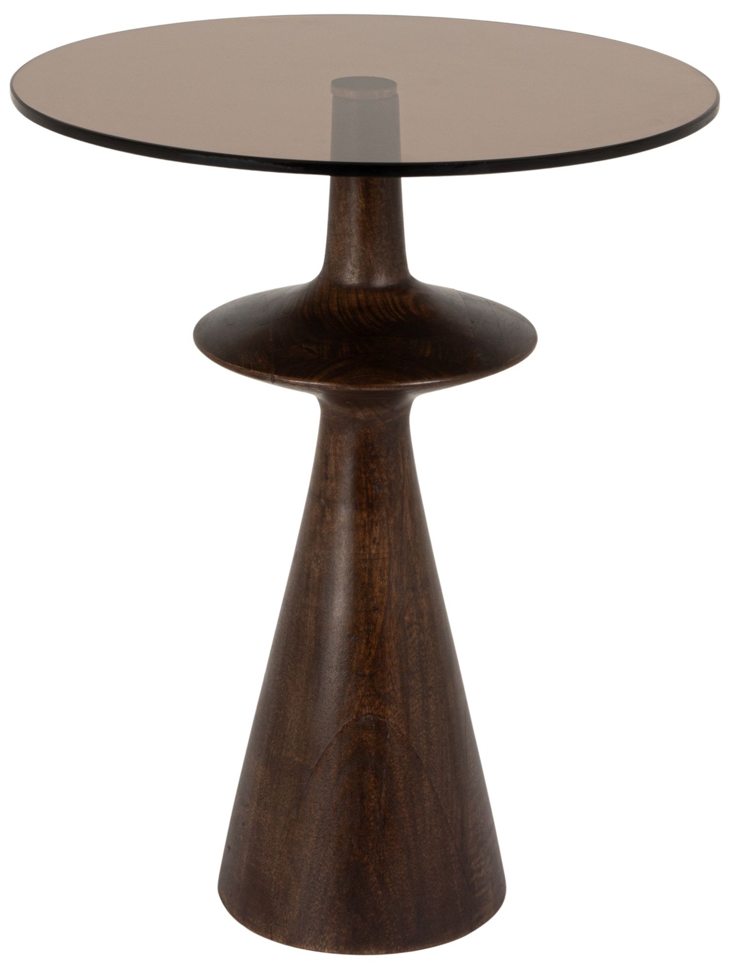 Image 2 Round Glass and Mango Wood Accent Table, Brown