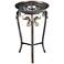 Round Glass Top Scroll Accent Table in Bronze