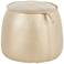 Round Gold Faux Leather Ottoman with Pull Tab