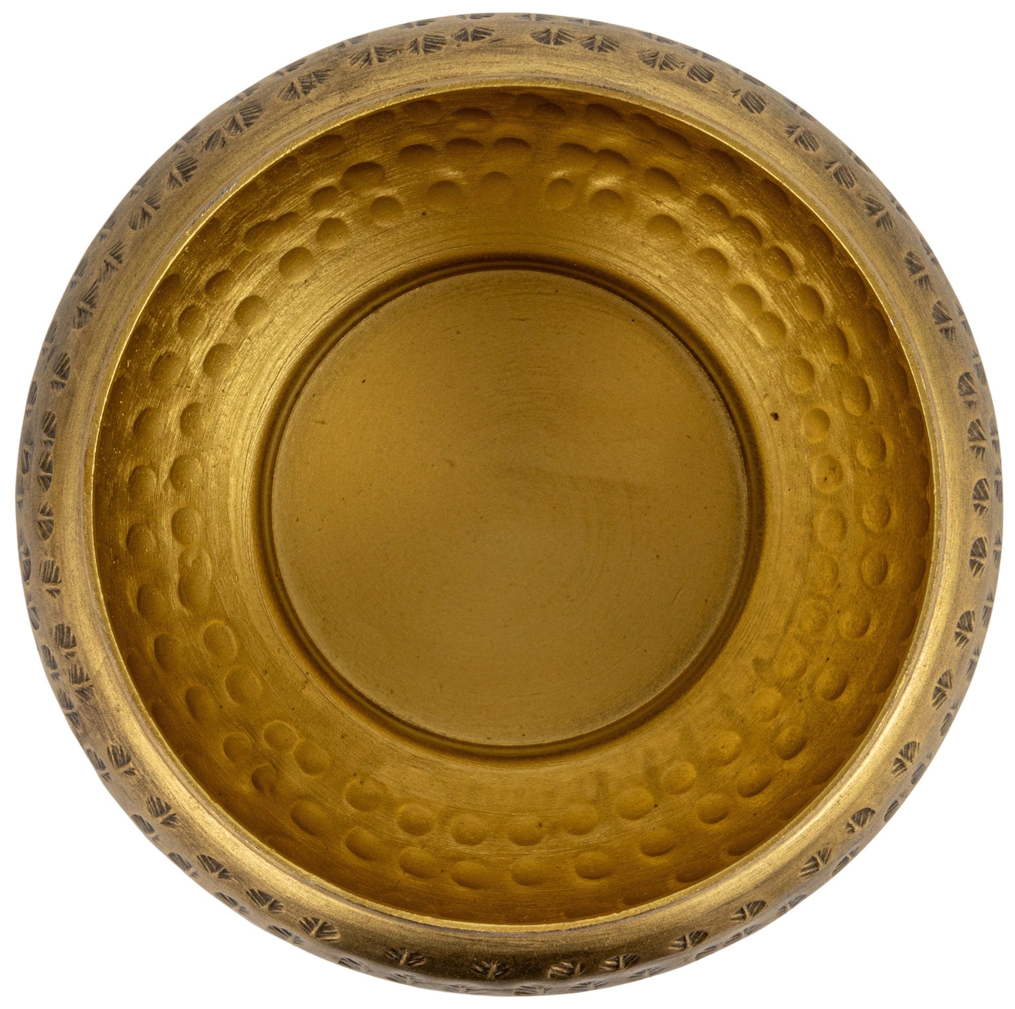 Image 6 Round Hammered Metal Container with Butterfly Finial, Brass Finish more views