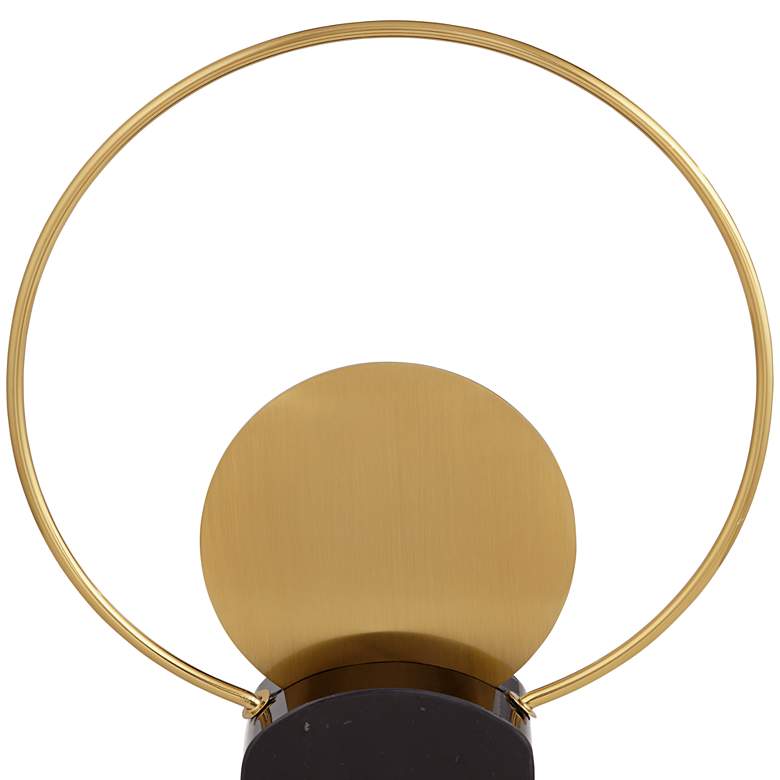 Image 2 Round Hoop 14 1/4 inch Gold Metal and Black Marble Sculpture more views