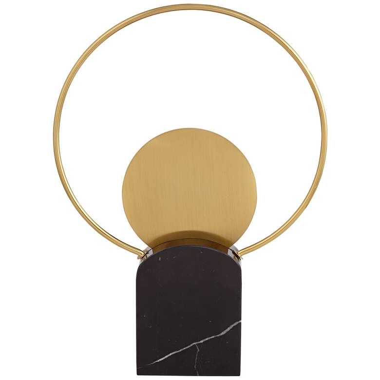 Image 4 Round Hoop 14 1/4 inch Gold Metal and Black Marble Sculpture more views
