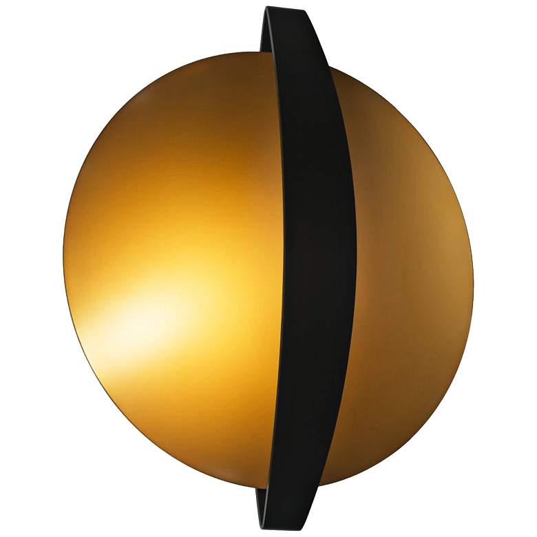 Image 1 Round Indi 15 1/4 inch High Black and Gold LED Wall Sconce