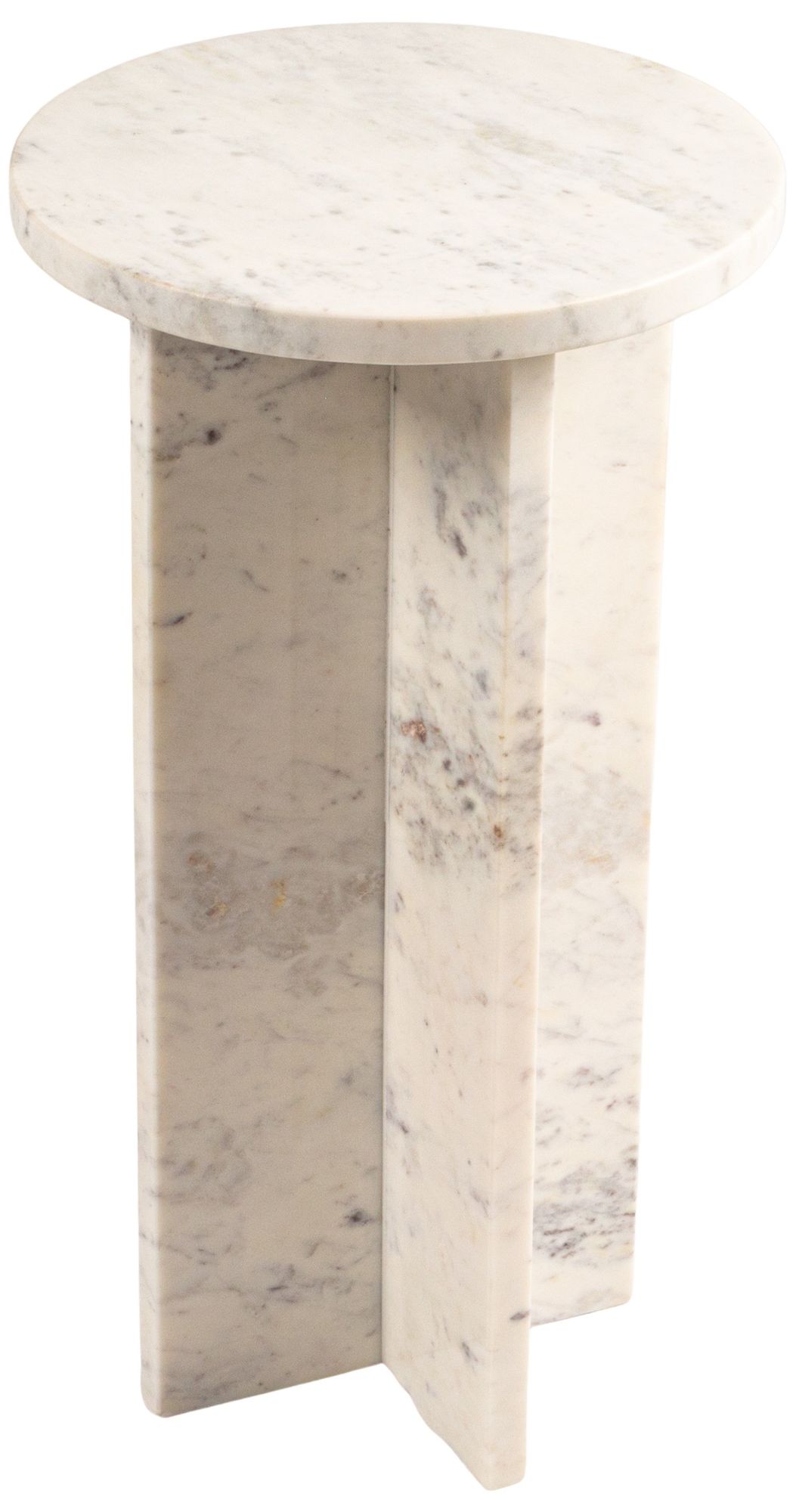 Image 2 Round Mable Martini Accent Table with Interlocking Cross Base, White