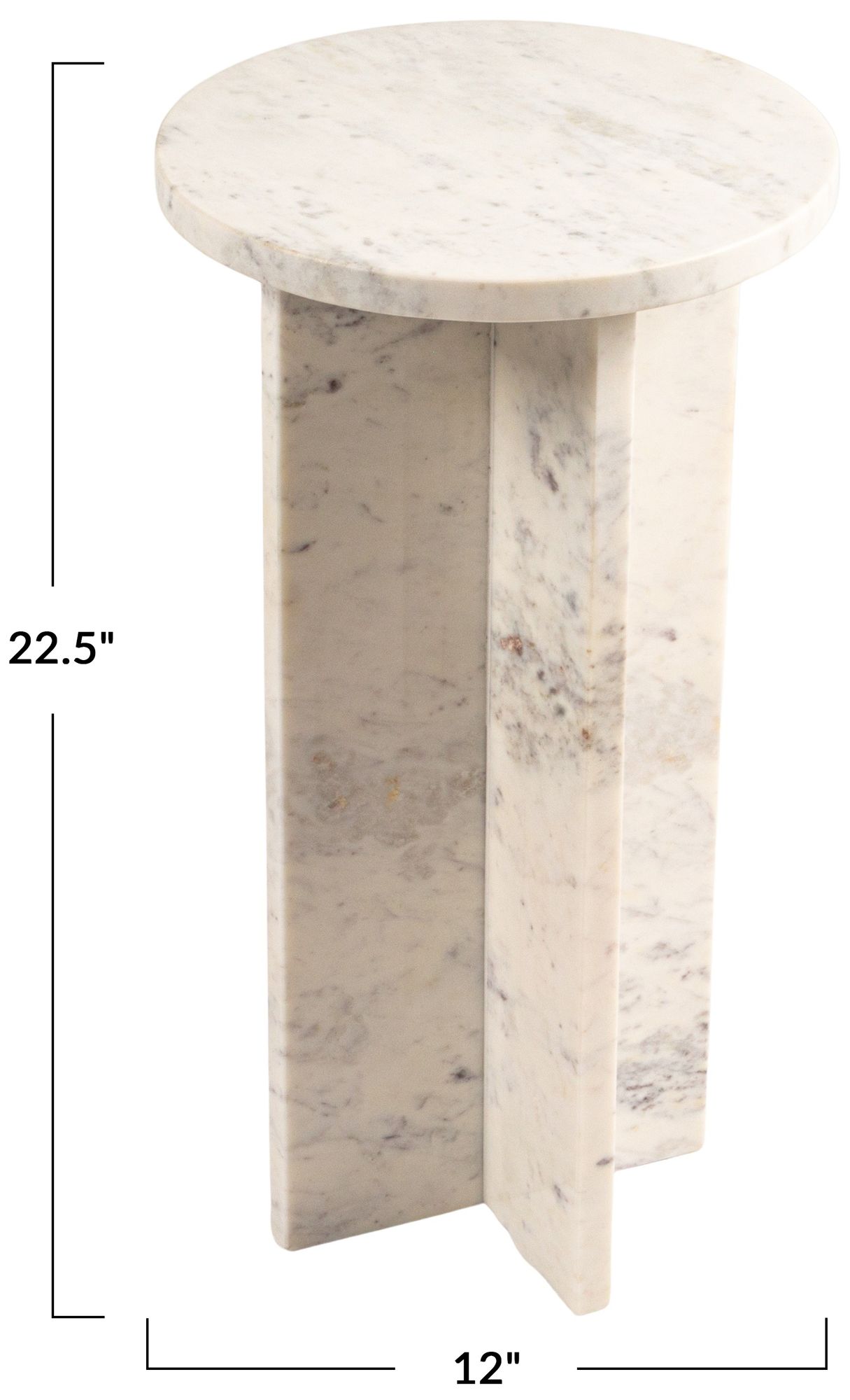 Image 3 Round Mable Martini Accent Table with Interlocking Cross Base, White more views