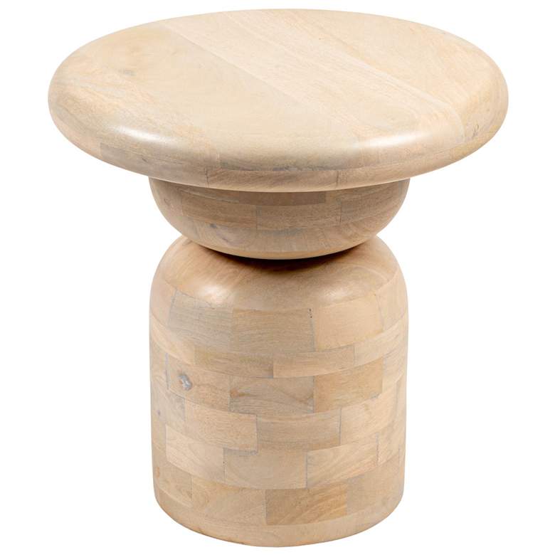 Image 2 Round Mango Wood Accent Table with Stacked End Grain Base