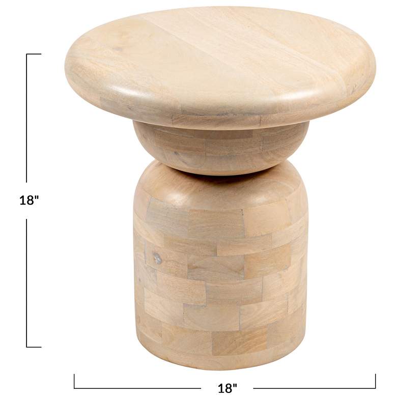 Image 3 Round Mango Wood Accent Table with Stacked End Grain Base more views