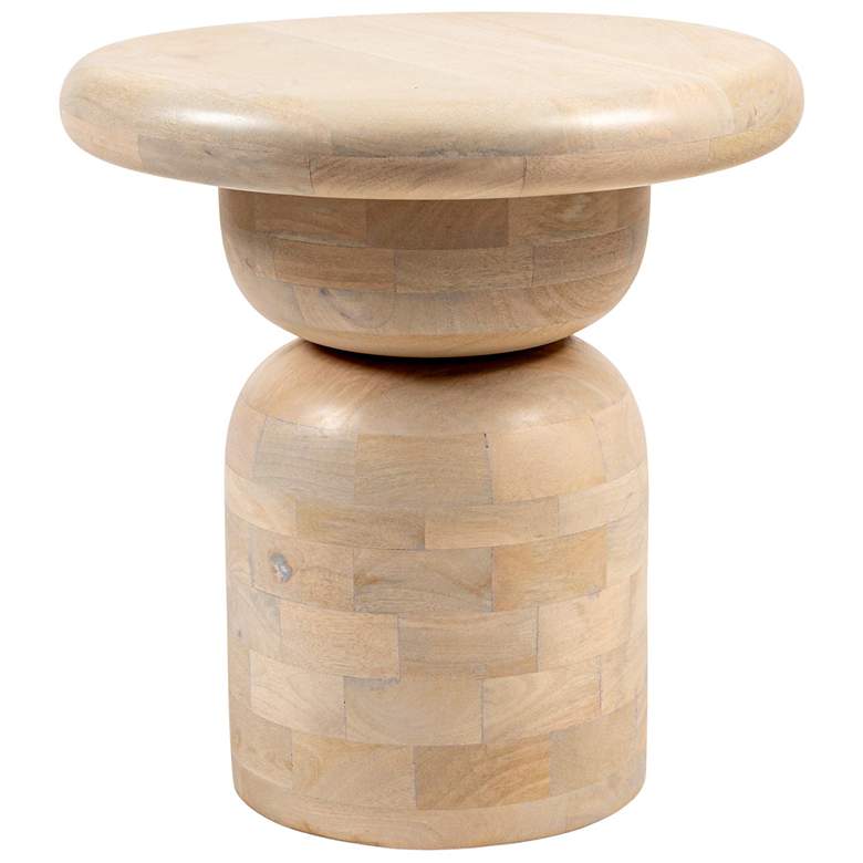 Image 6 Round Mango Wood Accent Table with Stacked End Grain Base more views